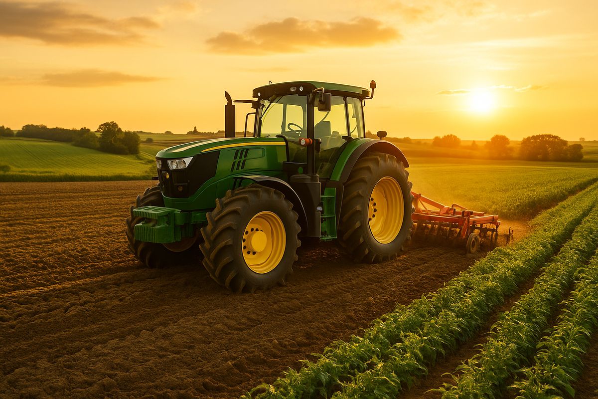 Ciągnik John Deere na polu - AGROMASZ dostarcza części do maszyn rolniczych